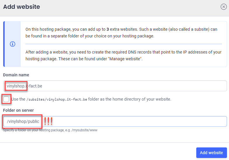 Config subdomain