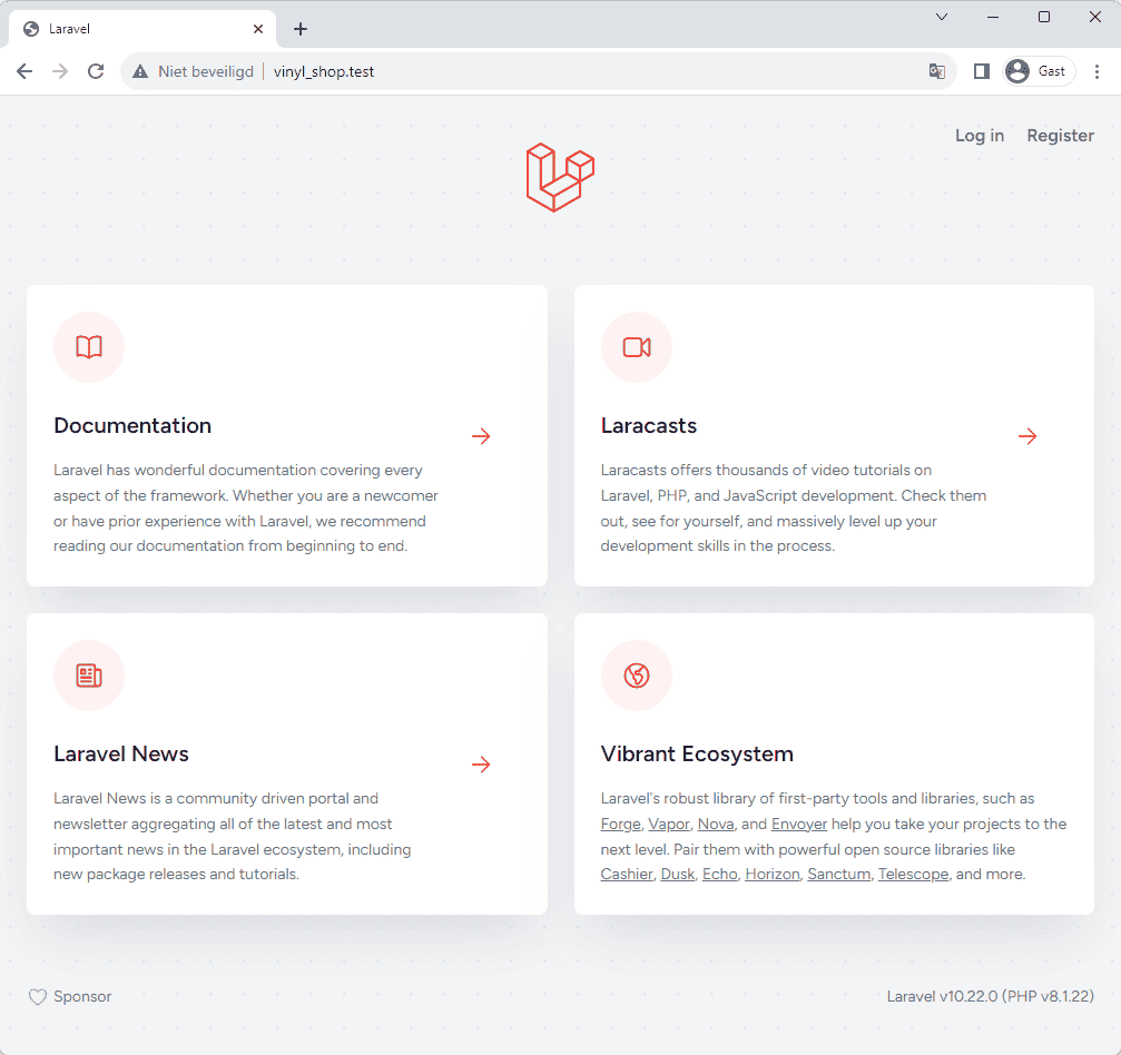 Laravel home page