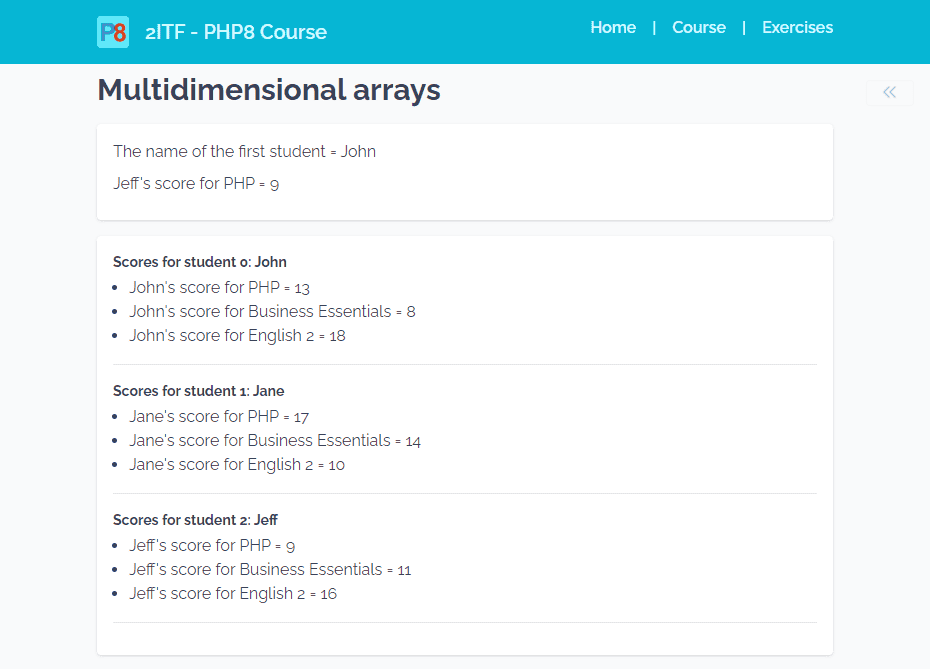 Multidimensional arrays