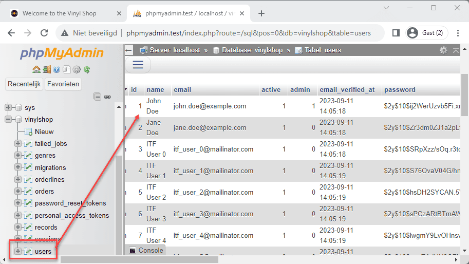 Migrate database