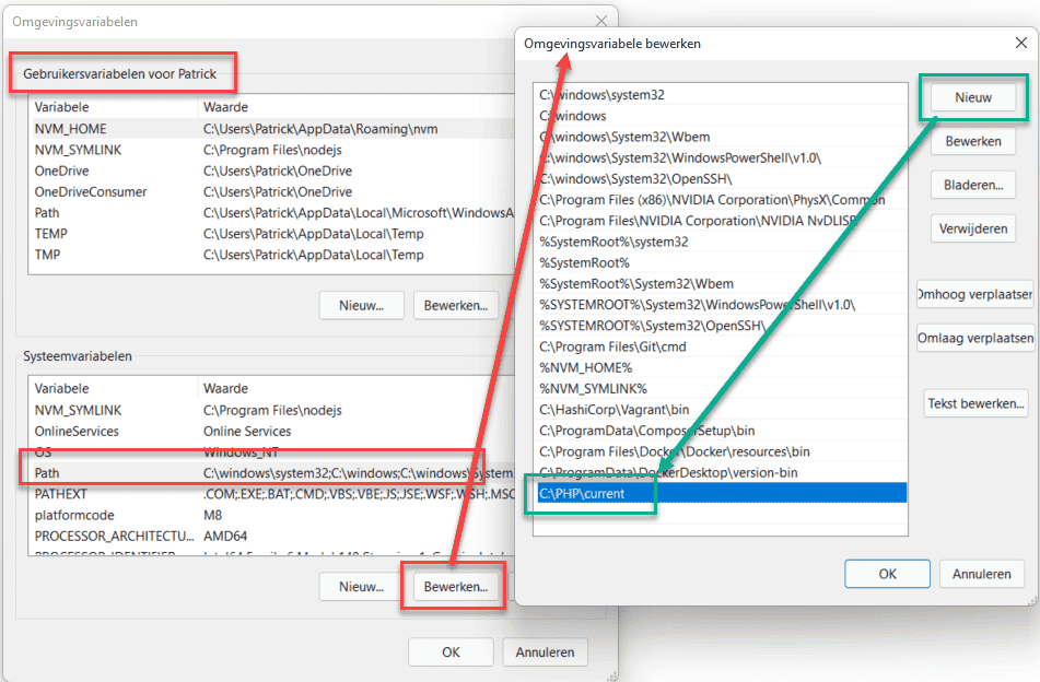 Omgevingsvariabelen PHP