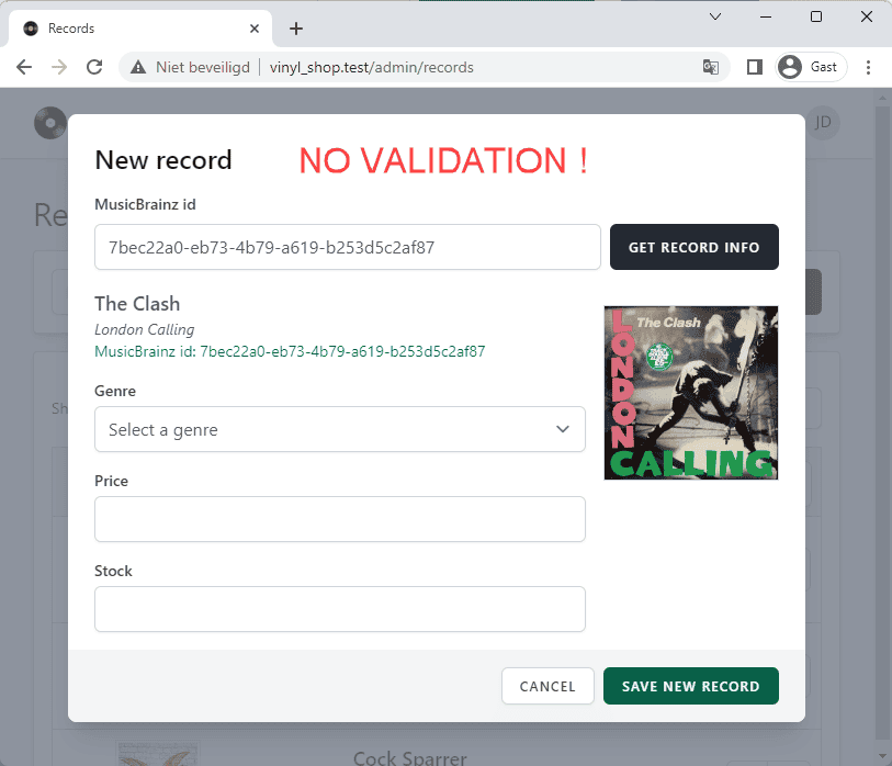 No validation